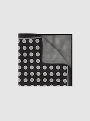 Reiss Black Quadro Silk Geometric Medallion-Print Pocket Square - Image 2 of 4