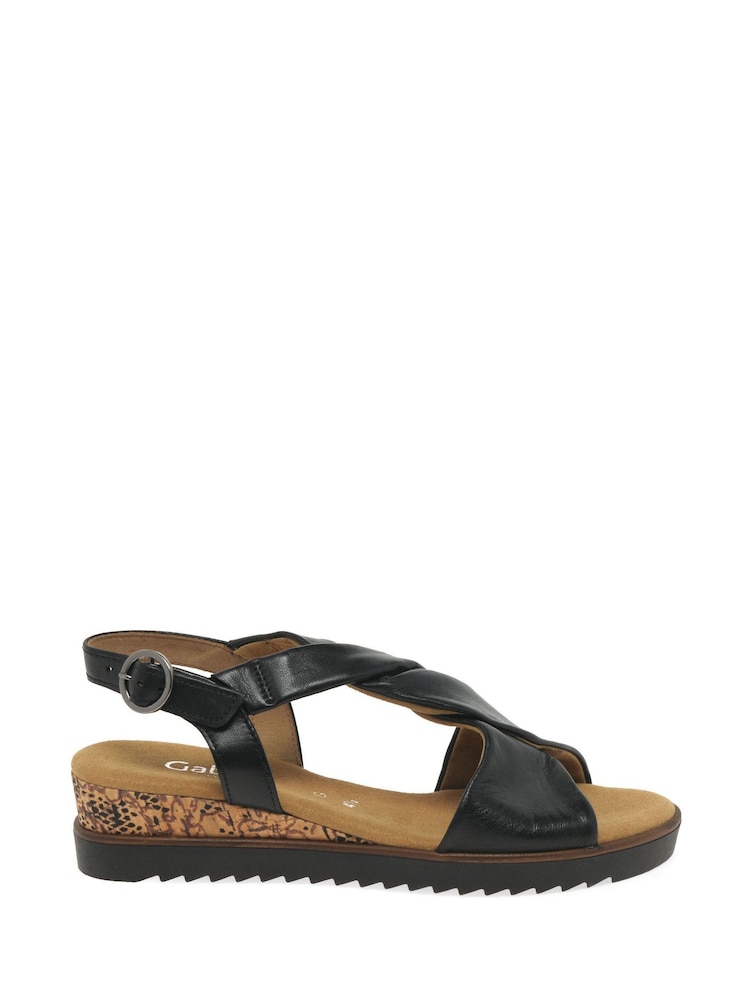 Gabor Wide Fit Tan Rich Leather Sandals - Image 1 of 5