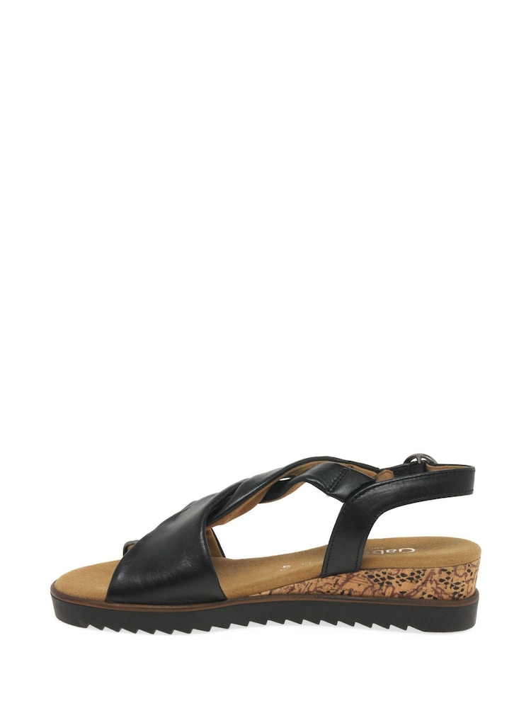 Gabor Wide Fit Tan Rich Leather Sandals - Image 2 of 5