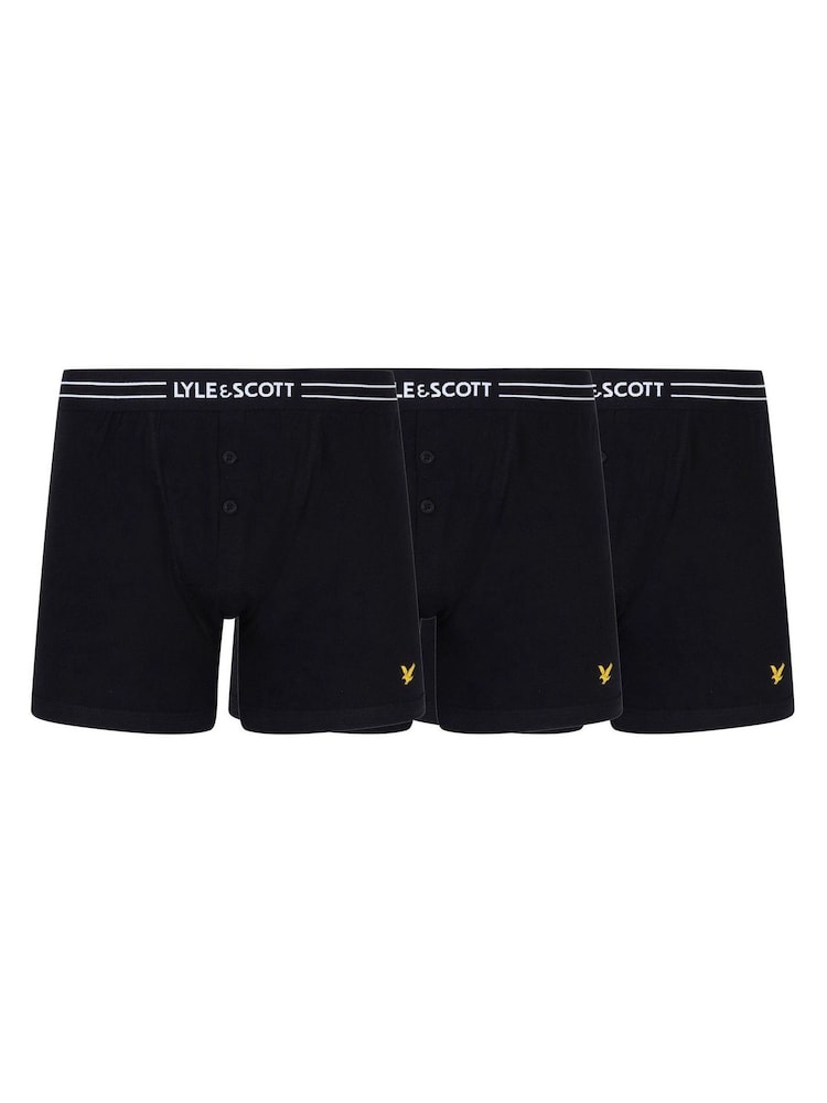 Black Lyle & Scott Button Fly Trunks 3 Pack - Image 1 of 4