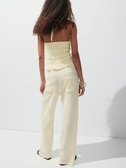 Mango Yellow Straight-Leg Cotton Trousers - Image 2 of 7