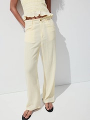 Mango Yellow Straight-Leg Cotton Trousers - Image 3 of 7
