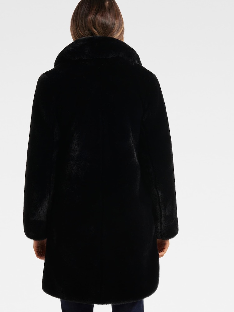 Forever New Black Cayte Faux Fur Coat - Image 2 of 7