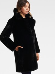 Forever New Black Cayte Faux Fur Coat - Image 3 of 7