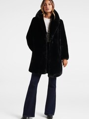 Forever New Black Cayte Faux Fur Coat - Image 4 of 7
