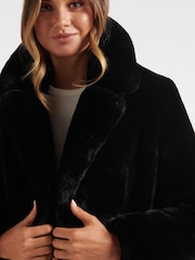 Forever New Black Cayte Faux Fur Coat - Image 5 of 7