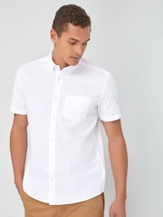 White Regular Fit Short Sleeve Oxford Shirt - Image 1 of 4