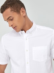 White Regular Fit Short Sleeve Oxford Shirt - Image 3 of 4