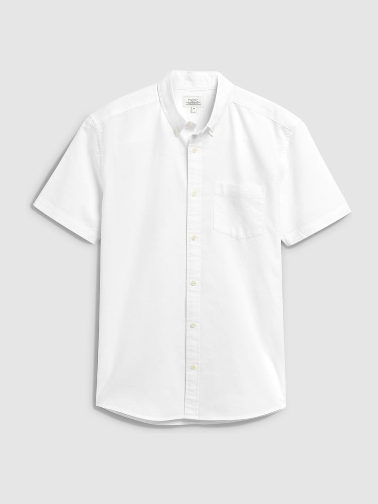 White Regular Fit Short Sleeve Oxford Shirt - Image 4 of 4