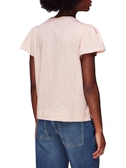 Whistles Pink 100% Cotton Frill Sleeve T-Shirt - Image 2 of 4