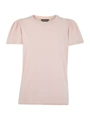 Whistles Pink 100% Cotton Frill Sleeve T-Shirt - Image 4 of 4