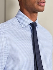 Charles Tyrwhitt Blue MIDI Grid Non-iron Twill Cutaway Slim Fit Shirt - Image 2 of 7