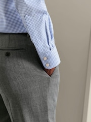 Charles Tyrwhitt Blue MIDI Grid Non-iron Twill Cutaway Slim Fit Shirt - Image 3 of 7