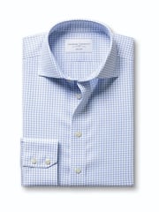 Charles Tyrwhitt Blue MIDI Grid Non-iron Twill Cutaway Slim Fit Shirt - Image 5 of 7