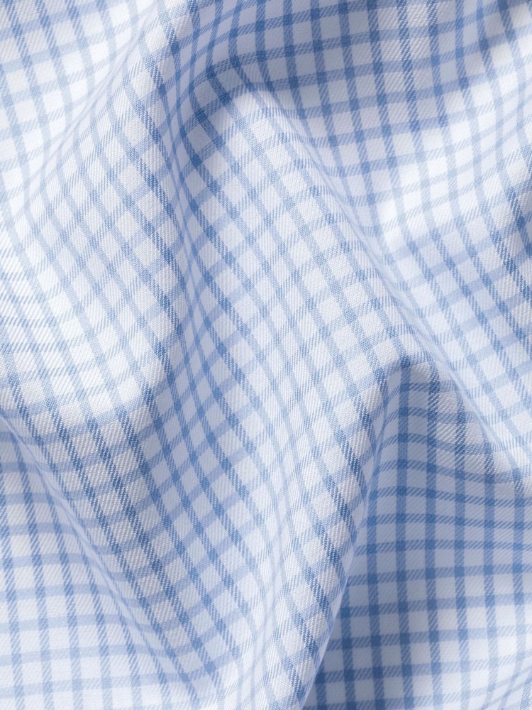 Charles Tyrwhitt Blue MIDI Grid Non-iron Twill Cutaway Slim Fit Shirt - Image 7 of 7