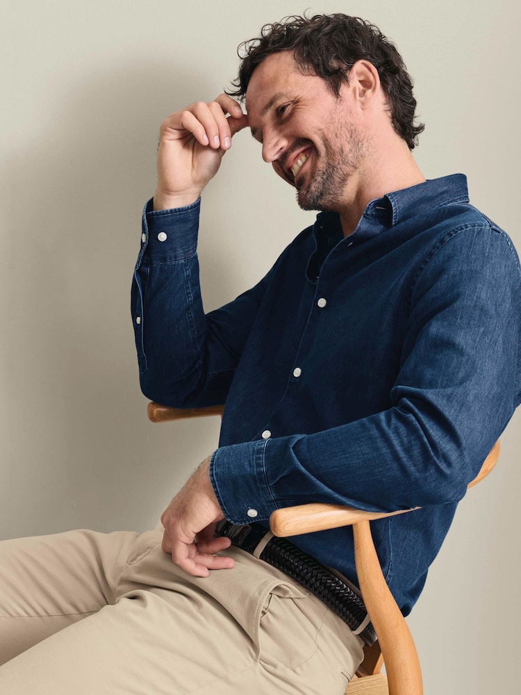 Charles Tyrwhitt Indigo Blue Denim Slim Fit Shirt - Image 2 of 6 Charles Tyrwhitt Indigo Blue Denim Slim Fit Shirt - Image 2 of 6