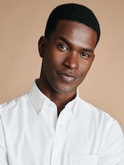Charles Tyrwhitt White Short Sleeve Button-Down Stretch Washed Oxford Shirt - Image 3 of 6