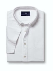Charles Tyrwhitt White Short Sleeve Button-Down Stretch Washed Oxford Shirt - Image 4 of 6