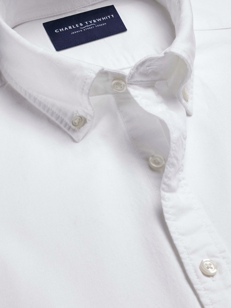 Charles Tyrwhitt White Short Sleeve Button-Down Stretch Washed Oxford Shirt - Image 6 of 6 Charles Tyrwhitt White Short Sleeve Button-Down Stretch Washed Oxford Shirt - Image 6 of 6