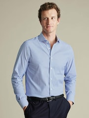 Charles Tyrwhitt Royal Blue Non-Iron Performance Stripe Slim Fit Shirt - Image 1 of 7
