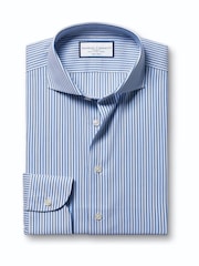 Charles Tyrwhitt Royal Blue Non-Iron Performance Stripe Slim Fit Shirt - Image 5 of 7