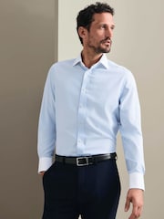 Charles Tyrwhitt Light Blue Winchester Non-Iron Twill Cutaway Classic Fit Shirt - Image 1 of 8