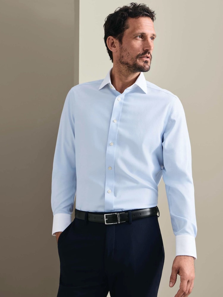 Charles Tyrwhitt Light Blue Winchester Non-Iron Twill Cutaway Classic Fit Shirt - Image 1 of 8