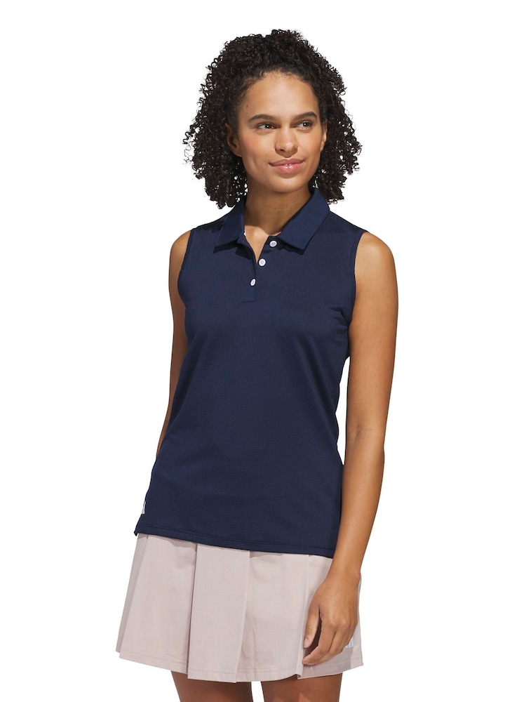 Adidas Golf Blue Ottoman Sleeveless Polo Shirt - Image 1 of 6