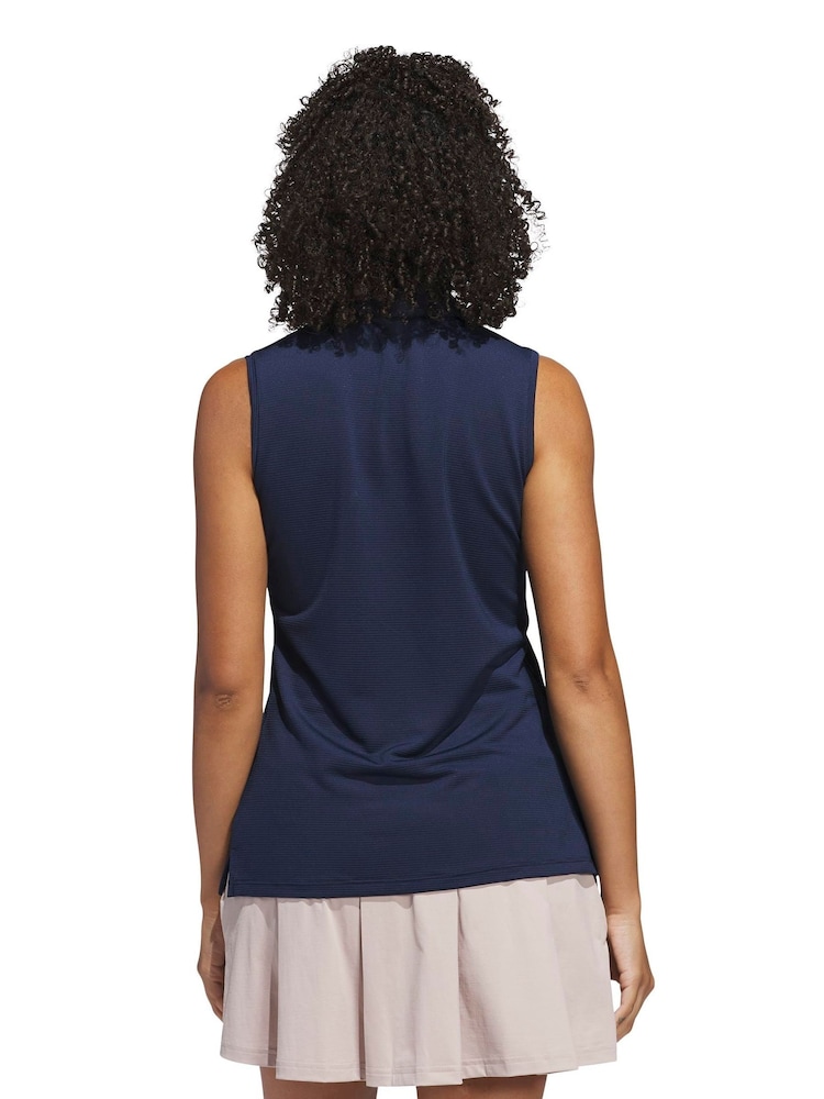 Adidas Golf Blue Ottoman Sleeveless Polo Shirt - Image 2 of 6
