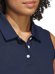 Adidas Golf Blue Ottoman Sleeveless Polo Shirt - Image 4 of 6