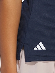 Adidas Golf Blue Ottoman Sleeveless Polo Shirt - Image 5 of 6