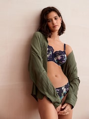Navy Blue Floral Print/Cream 2 Pack Non Pad Full Cup Bras 2 Pack - Image 3 of 10