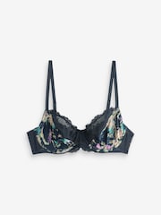 Navy Blue Floral Print/Cream 2 Pack Non Pad Full Cup Bras 2 Pack - Image 9 of 10