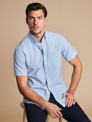 Charles Tyrwhitt Stripe Short Sleves Button-down Stretch Washed Oxford Shirt - Attēls 2 no 6