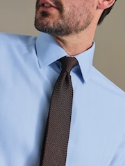 Charles Tyrwhitt Dark Blue Non-Iron Herringbone Slim Fit Shirt - Image 3 of 7