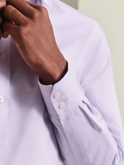 Violets - Charles Tyrwhitt negludināms, elastīgs, Trafalgar Weave auduma krekls ar izgriezumu, pieguļošs piegriezums - Attēls 3 no 7