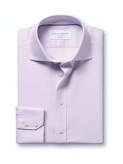 Violets - Charles Tyrwhitt negludināms, elastīgs, Trafalgar Weave auduma krekls ar izgriezumu, pieguļošs piegriezums - Attēls 5 no 7