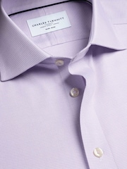 Violets - Charles Tyrwhitt negludināms, elastīgs, Trafalgar Weave auduma krekls ar izgriezumu, pieguļošs piegriezums - Attēls 6 no 7