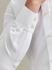 Balts - Charles Tyrwhitt negludināms, elastīgs, Trafalgar Weave auduma krekls ar izgriezumu, pieguļošs piegriezums - Attēls 3 no 8