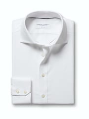 Balts - Charles Tyrwhitt negludināms, elastīgs, Trafalgar Weave auduma krekls ar izgriezumu, pieguļošs piegriezums - Attēls 6 no 8