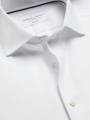 Balts - Charles Tyrwhitt negludināms, elastīgs, Trafalgar Weave auduma krekls ar izgriezumu, pieguļošs piegriezums - Attēls 7 no 8