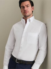Charles Tyrwhitt White Non-iron Stretch Oxford Button-down Slim Fit Shirt - Image 1 of 8