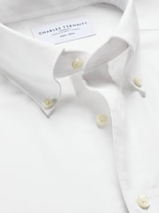 Charles Tyrwhitt White Non-iron Stretch Oxford Button-down Slim Fit Shirt - Image 7 of 8