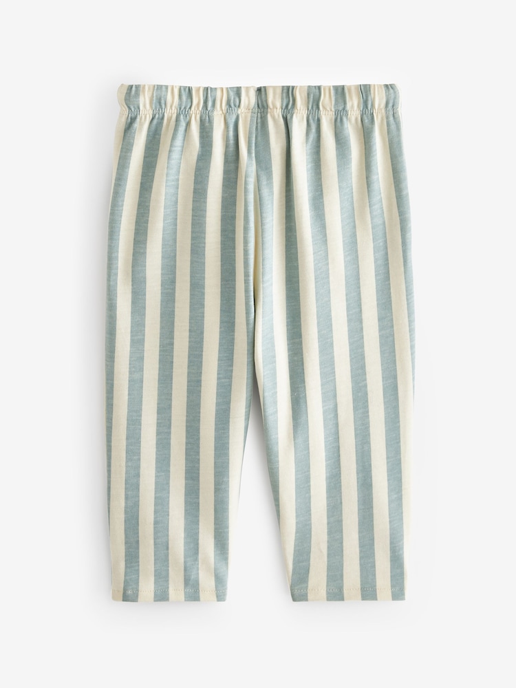 Tan Brown/Ecru/Mineral Stripe 100% Cotton Joggers 3 Pack (3mths-7yrs) - Image 2 of 3