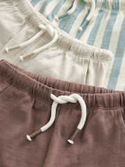 Tan Brown/Ecru/Mineral Stripe 100% Cotton Joggers 3 Pack (3mths-7yrs) - Image 3 of 3