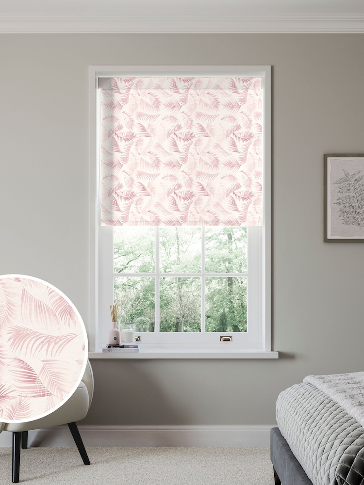 Blush Pink Fern Leaf Made to Measure Blackout Roller Blind - Image 1 of 6