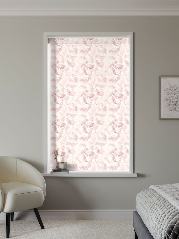 Blush Pink Fern Leaf Made to Measure Blackout Roller Blind - Image 2 of 6