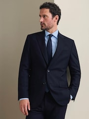 Zils - Charles Tyrwhitt negludināms, elastīgs, Trafalgar Weave auduma krekls ar izgriezumu, pieguļošs piegriezums - Attēls 3 no 8