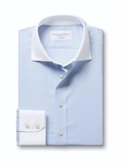 Charles Tyrwhitt Ice Blue Pure Linen Classic Fit Shirt - Image 6 of 8