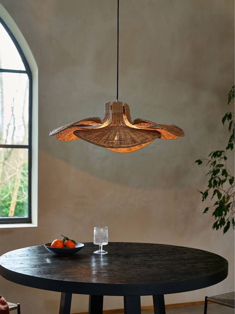 French Connection Natural Rattan Kylo Ceiling Pendant Light - Image 1 of 5